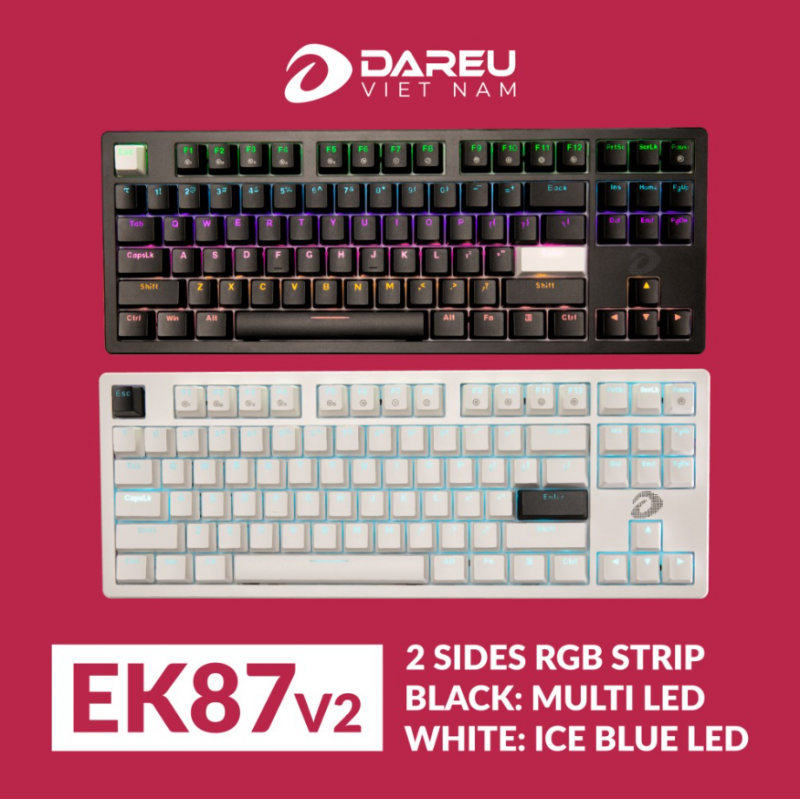  Bàn phím cơ Gaming DAREU EK87 v2 (2 sides RGB strip, Blue/ Brown/ Red D switch)